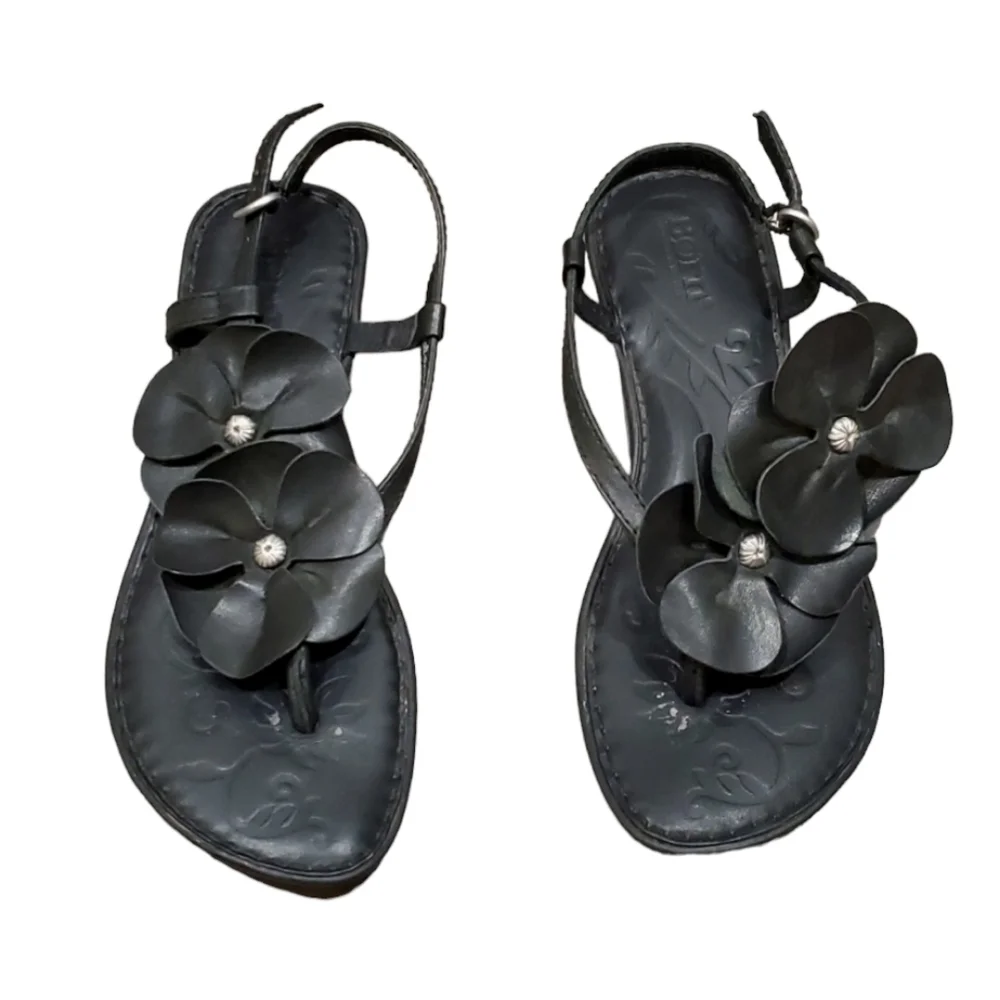 Born Women flowers Bow thong Sandal flats flip flop shoes sz 6